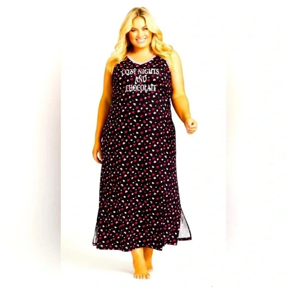 Women’s Cozy Nights Maxi Sleep Dress, Black - Picture 1 of 4